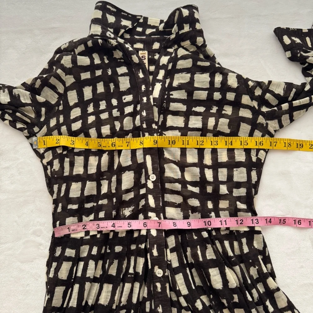 Samantha Sung Rare 100% Wool Audrey Dress Window Pane Geometric Squares Brown M - Picture 6 of 14